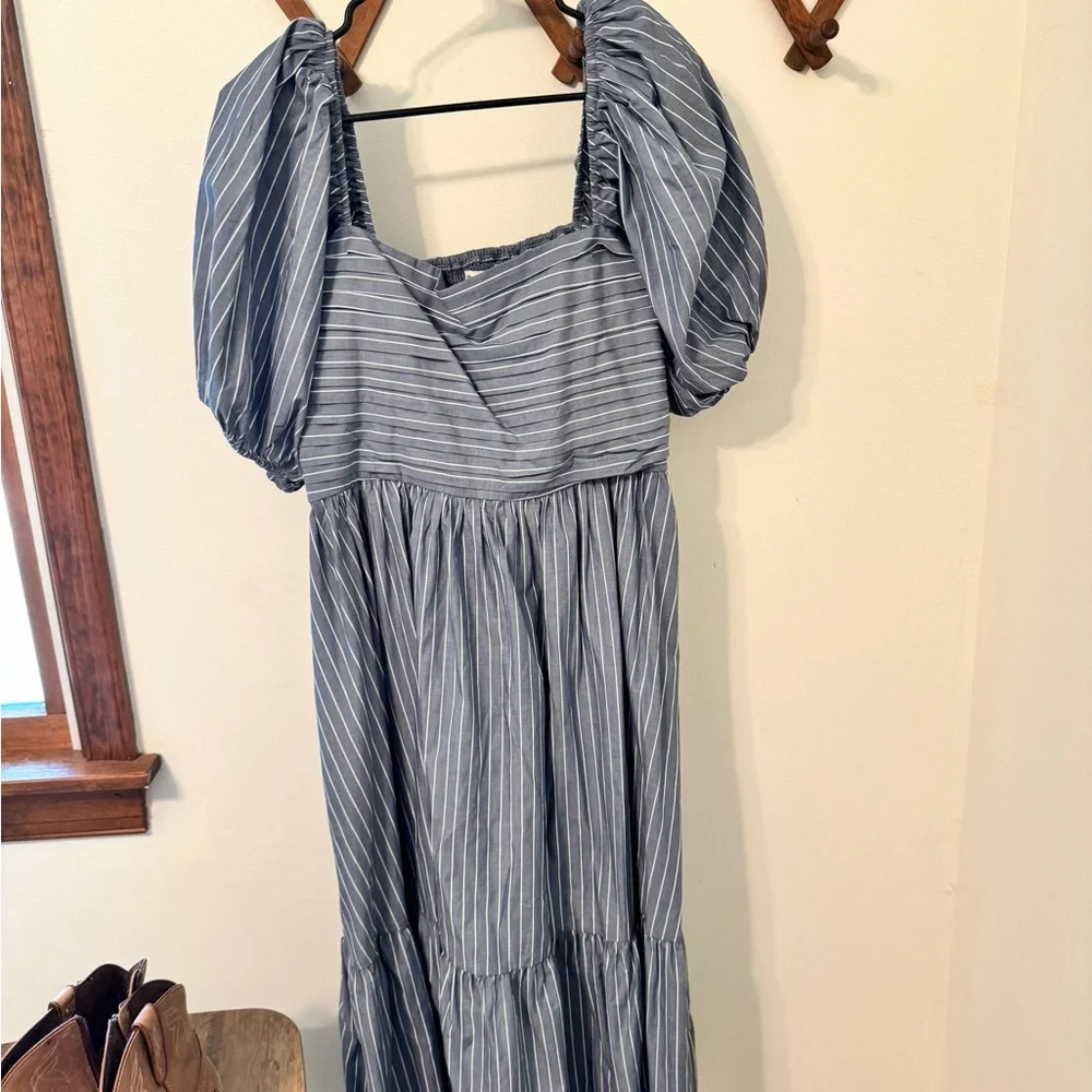 Abercrombie & Fitch Blue Striped Smocked-Waist Dress - Picture 3 of 5